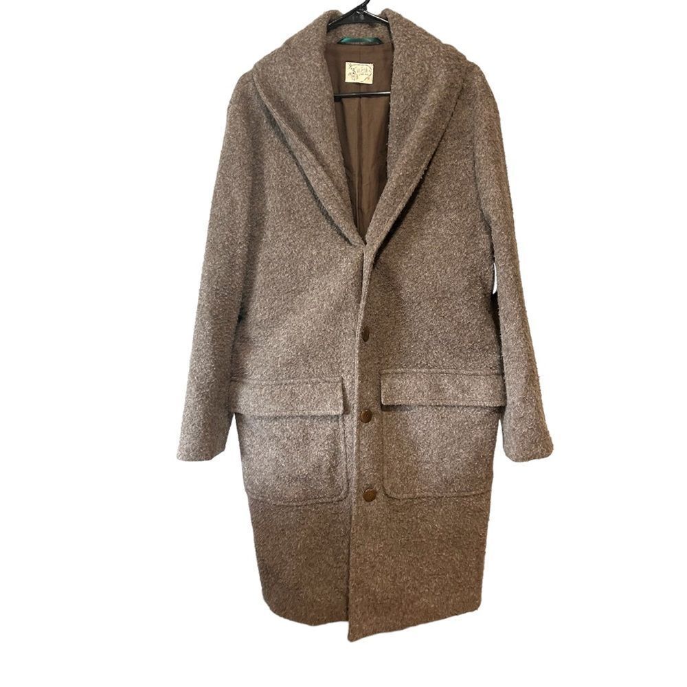 WYTHE SHAWL COLLAR WOOL COAT IN BROWN/ CREAM CASENTINO TWILL - Picture 5 of 12
